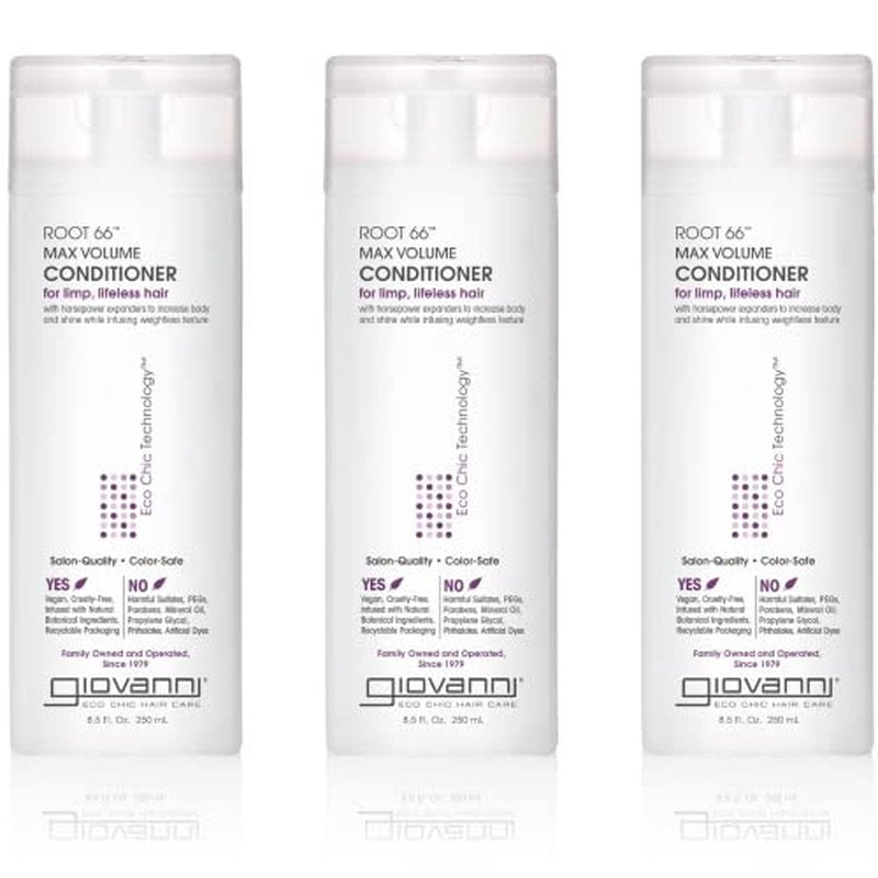 GIOVANNI 2chic Root 66 Max Volume Conditioner - Conditioner for Fine Hair, Helps Strengthen & Protect Fine, Lifeless Hair, Volumizing Conditioner, Natural Botanical Ingredients - 34 Fl Oz (4 Pack)