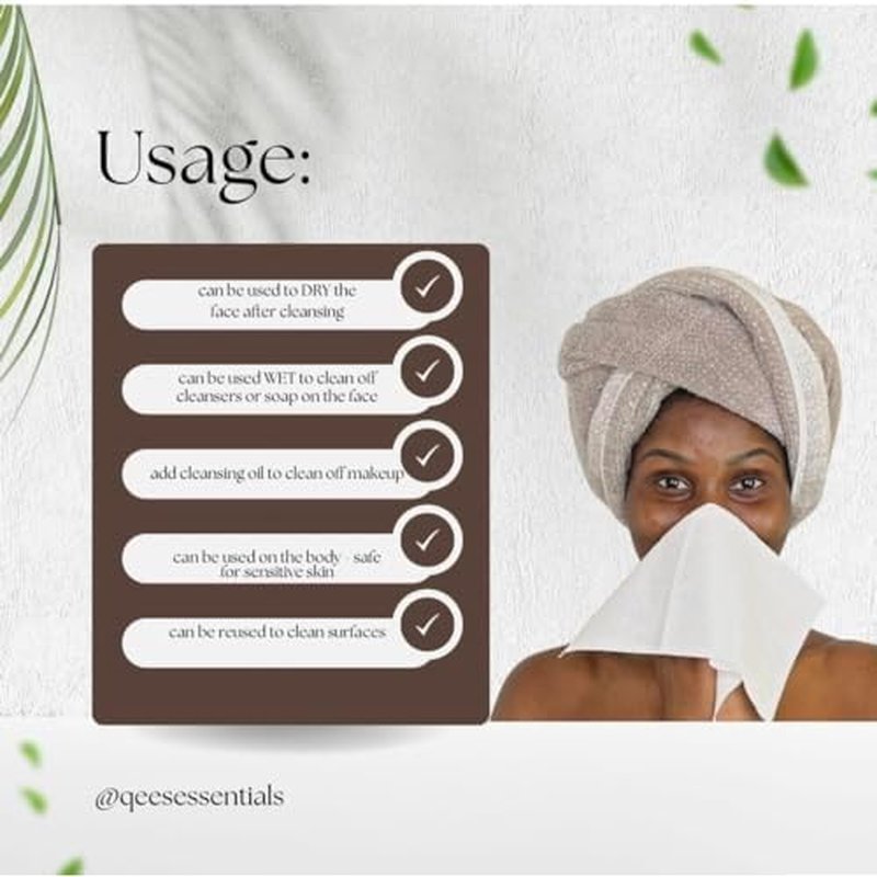 Biodegradable Face Towels, Makeup Remover, Non Toxic, Sensitive Skin Wash Cloth, 1 Count