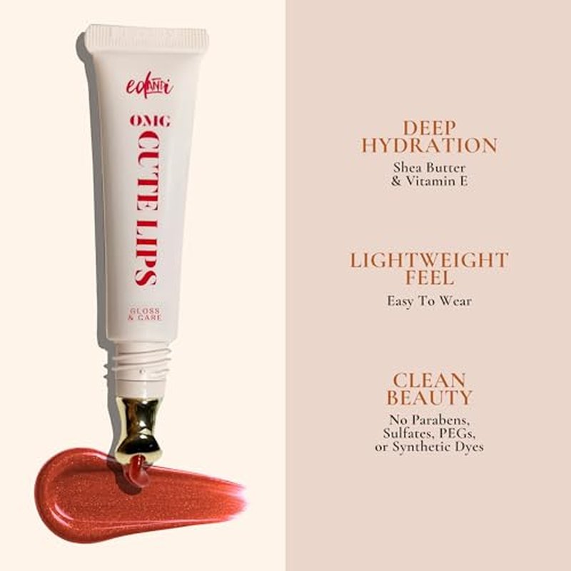 ed&i OMG Cute Lips ? Lip Gloss for Women with Shea Butter for Hydration, Light Shimmer, Lip Tinted High Shine Finish, Long Lasting Lip Gloss in Red Vanilla Frosting, Lightweight & Non-sticky