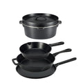 Pre-Seasoned Cast Iron Cookware Set - 5 Pieces, Oven Safe, Even Heating