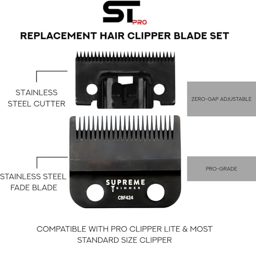 Supreme Trimmer Pro Clipper Lite Black - Professional Cordless Hair & Beard Trimmer Set