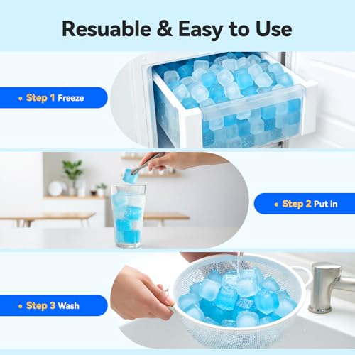 720 Pack Reusable Ice Cubes - Blue & White Refreezable Plastic Ice Cubes