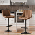 Coffee Set of 2 Adjustable Faux Leather Swivel Bar Stools with Back & Footrest
