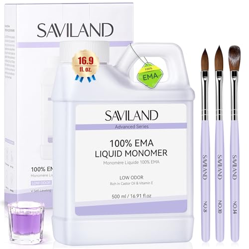 Acrylic Nail Liquid Monomer Set with Brushes - 16oz, MMA-Free, Low Odor