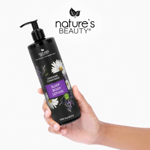 Nature's Beauty Lavender Chamomile Sleep Body Lotion - 16oz Pack of 2, Lightweight Moisturizer for Dry Skin with Shea, Jojoba, Coconut & Moringa Oils