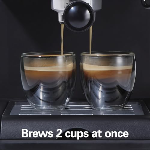 15 Bar Espresso Machine with Milk Frother for Cappuccino & Latte - Dual Brew, 50 oz Water Tank, Black