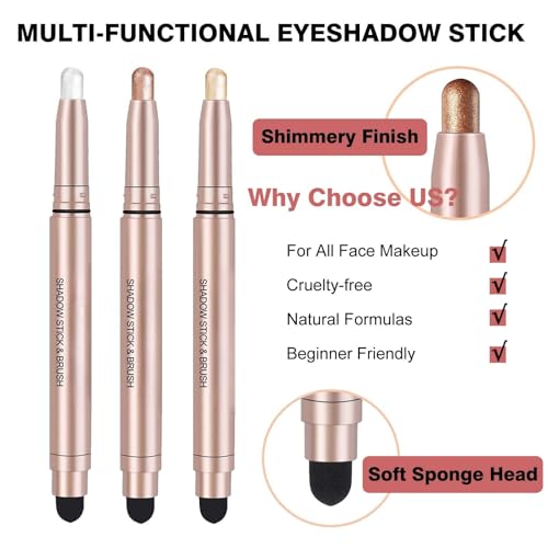 Green Eyeshadow Stick Makeup, Highlighter Cream Eye Shadow Pencil, Waterproof Hypoallergenic Long Lasting Matte Crayon, Glitter Primer Palette Shimmer Eyeliner Pen
