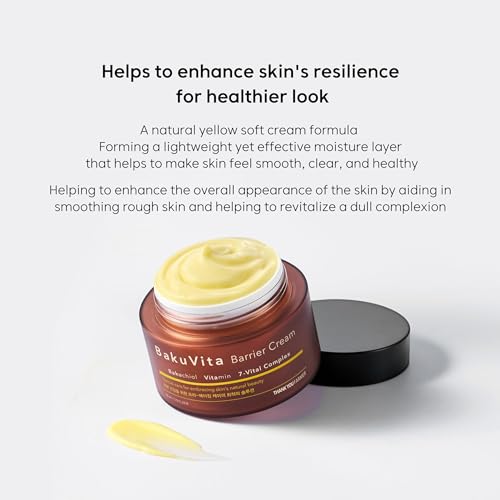 THANKYOU FARMER BakuVita Barrier Cream - Bakuchiol Cream, Day & Night Korean Moisturizer, Bakuchiol Retinol Alternative, Vitamin C + E Korean Serum, Pore Care, Firming, Vegan 1.75 fl oz (50ml)