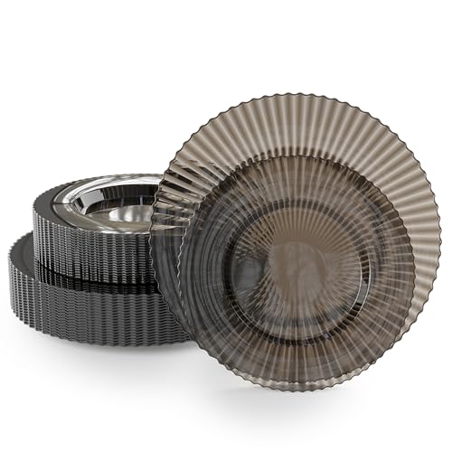 Brown Plastic Disposable Plate Set - 80 Pieces for Weddings & Events - 9" & 11" - Variation of THIS listing