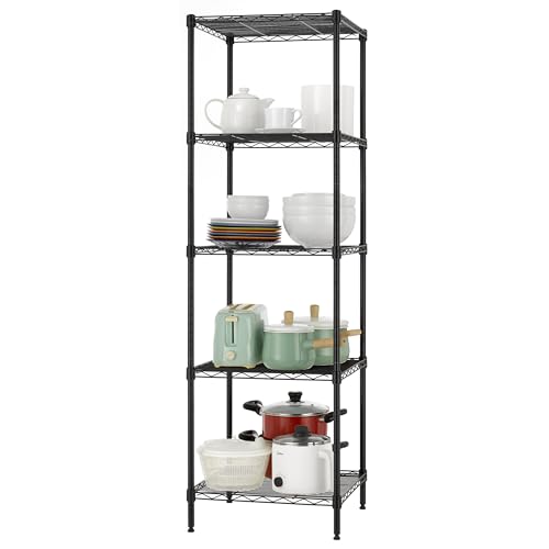 59-Inch Heavy Duty Wire Shelving Unit - Black 5-Tier Storage Rack, NSF Certified