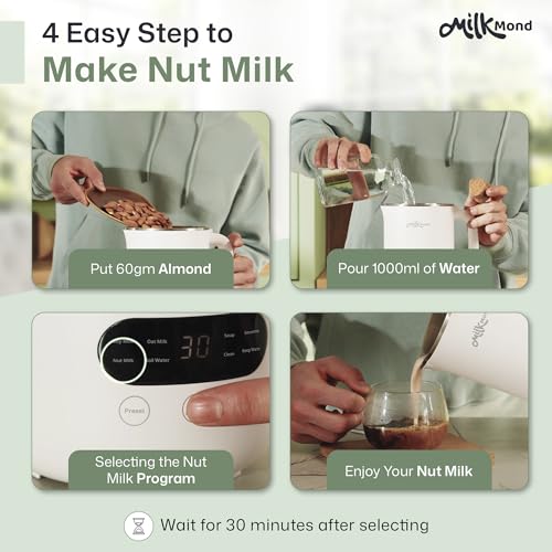 Nut Milk Maker Machine 8-in-1 with Stainless Steel Blades - White