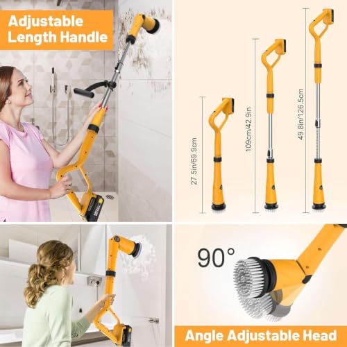 Denqir 1500 RPM Electric Spin Scrubber for DeWalt 20V Battery - Yellow