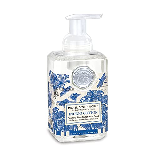 Michel Design Works Indigo Cotton Foaming Hand Soap with Shea & Aloe, Elegant Pump Dispenser