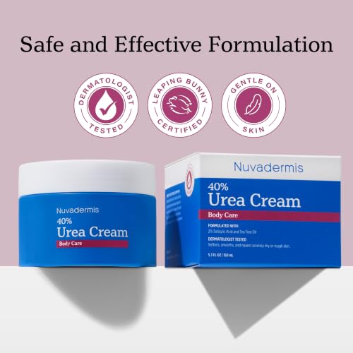 NUVADERMIS Urea Cream 40% for Feet - Max Strength Moisturizer, 5.3 oz Pack of 2