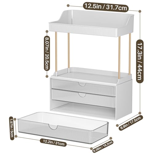 Caktraie Clear 3-Drawer Acrylic Makeup & Bathroom Vanity Organizer - 1 Pack