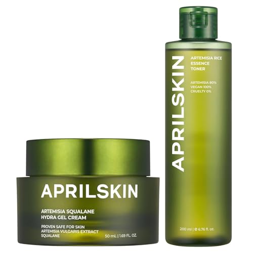 APRILSKIN Calm & Hydrate Duo - Artemisia Korean Rice Toner & Artemisia Squalane Hydra Gel Cream, Soothing Care and Deep Hydration for Balanced, Radiant Skin