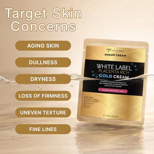 White Label Placenta Rich Gold Gel Cream 60g Hydrating Moisturizer for Face & Sensitive Areas