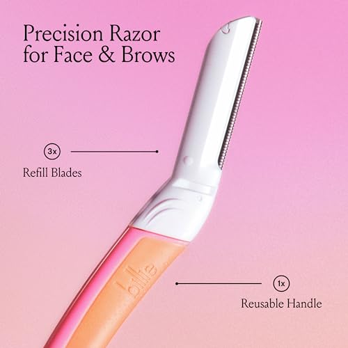 Billie - Dermaplane Starter Kit - Reusable Handle + 3 Refill Blades - Remove Facial Hair + Perfectly Shape Brows - Dermatologist-Approved - Malibu