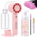 EMEDA Lash Shampoo Kit 2.02 fl oz Lash Cleaning Kit with Rechargeable Fan Dryer/Brush/Rinse Bottle, Oil-free Cleanser Wash for Extensions & Clusters & Natural Eyelashes, Cleaner for Eyelash Care