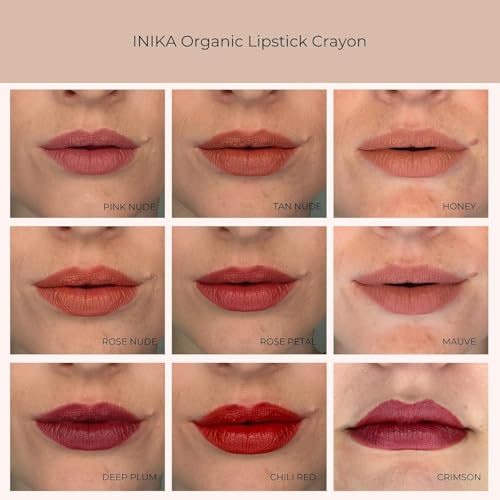 INIKA Organic Long Lasting Lipstick Crayon - Honey Vegan Lipstick & Lip Liner, Satin Finish, Organic & Hypoallergenic, 3g