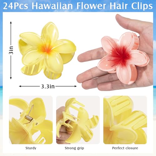 24Pcs Hawaiian Flower Hair Claw Clips for Women - Multi 1