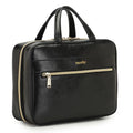 Large Waterproof Vegan Leather Hanging Toiletry Bag with Wet-Dry Compartments - Travel Organizer