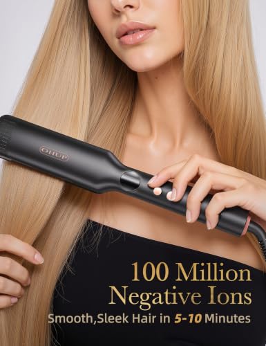 Flat Iron Hair Straightener with Digital Display & Wide Plates - Fast, Frizz-Free Styling