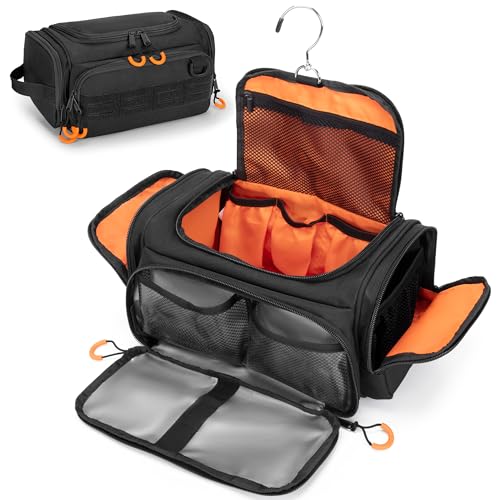 Prokva Black Tactical Toiletry Bag for Men, Hanging Travel Dopp Kit