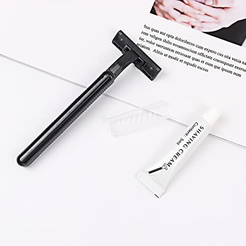 Disposable Razors in Bulk with Shaving Cream - 100 Pack, Double Blade Men's Safety Razors