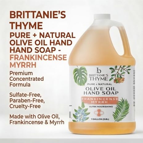 Brittanie's Pure Organic Castile Liquid Soap Refill Frankincense 128oz - Vegan & Eco-Friendly