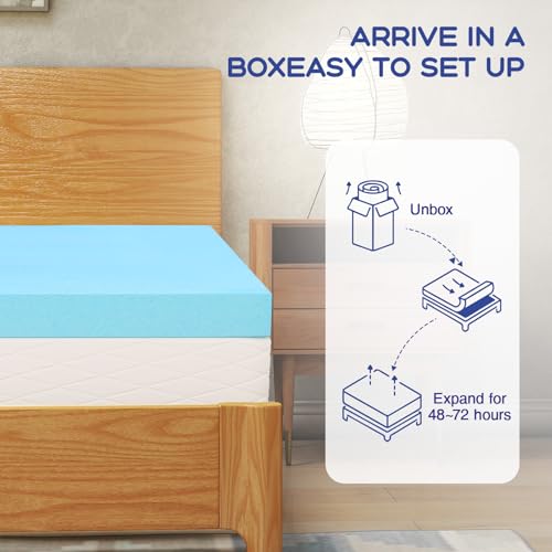 Full Mattress Topper 4 Inch Cooling Gel Memory Foam - Pressure-Relieving
