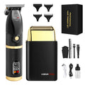 HIENA PRO Hair Trimmers and Foil Shaver for Men Kit,Men Professional Cordless Barbers Hair Clippers with LCD Display,Black Gold Zero Gapped Hair Trimmer, Double Foil Shaver