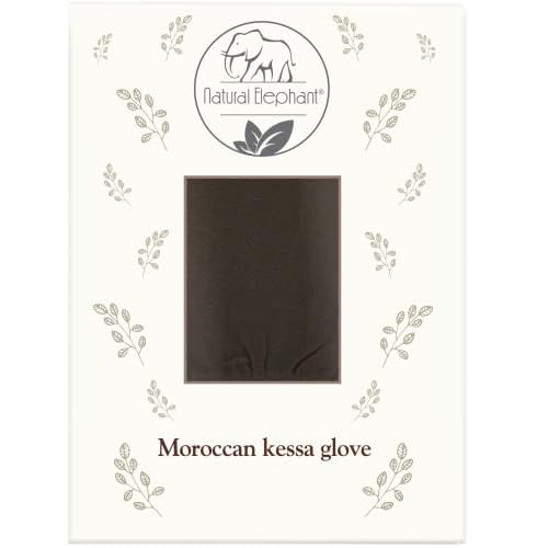 Natural Elephant Premium Kessa Hammam Glove and Moroccan Black Soap with Eucalyptus Essential Oil 200g (7oz) Combo Spa Exfoliation Kit