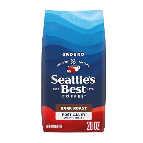 Seattle's Best Coffee Post Alley Dark Roast Ground Coffee 20oz Pack of 6 - Smooth & Rich Flavor