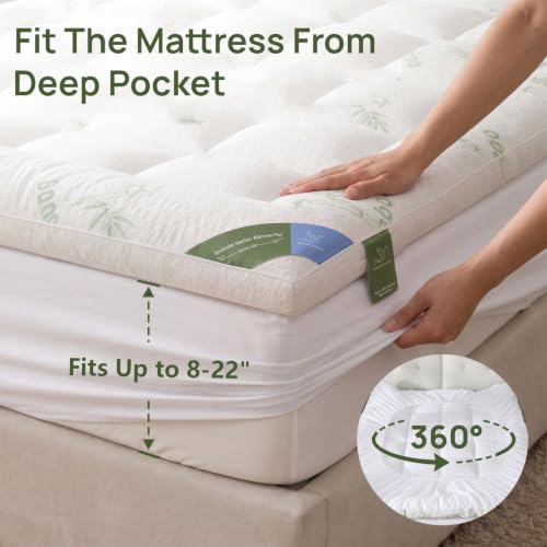 Queen Mattress Topper Pillow-Top 1200 GSM - Bamboo Viscose Comfort (Queen)