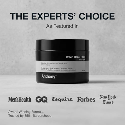 Anthony Witch Hazel Pore Cleansing Pads - 60 Count Pack of 1, Exfoliating Cotton Pads for Face & Blemish Control