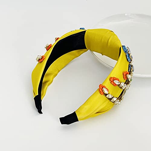 Rhinestone Crystal Headbands for Women Hair Accessories Jewelry - Yellow