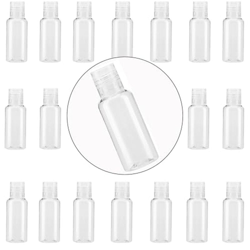110Pcs 1oz (30ml) Plastic Travel Empty Bottles, Clear Flip Cap Squeeze Sample Bottle, Refillable Plastic Containers for Toiletries, Lotion, Shampoo, Cosmetics