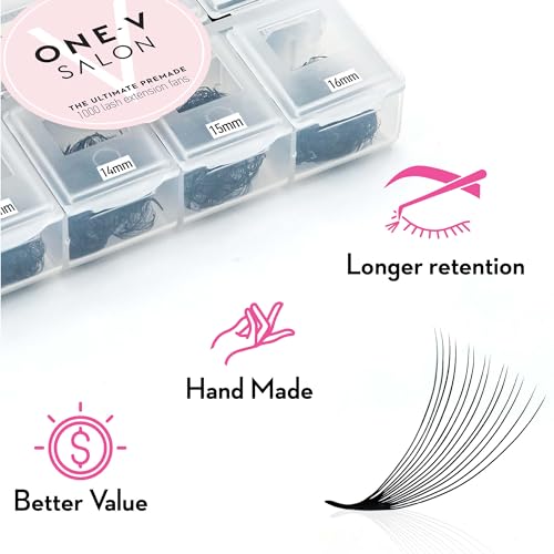 Premade Lash Fans 14D D Curl Volume Lashes 1000 Pack - Mixed 9-16mm