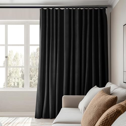 Black Room Divider Curtains 15ft x 9ft Total Blackout Privacy Insulated Noise Reduction