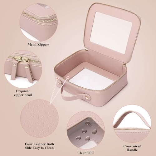 Clear Makeup & Brush Bag Set - Slim Travel Toiletry Organizer with Handle