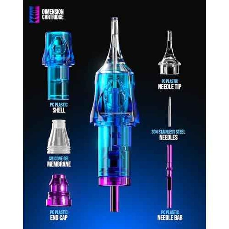 CNC Tattoo Cartridge Needles 30pcs Assorted Needle Round Magnum Cartridges #10 Bugpin 7RM 9RM 11RM 13RM 15RM #1209RM Mixed for Tattooing Supplies EN04B-30KIT-G
