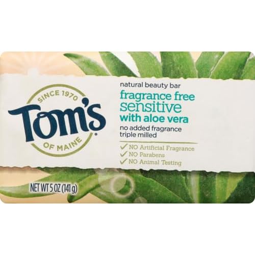 Tom's of Maine Natural Beauty Bar Soap for Sensitive Skin With Aloe Vera, Fragrance-Free, 5oz.