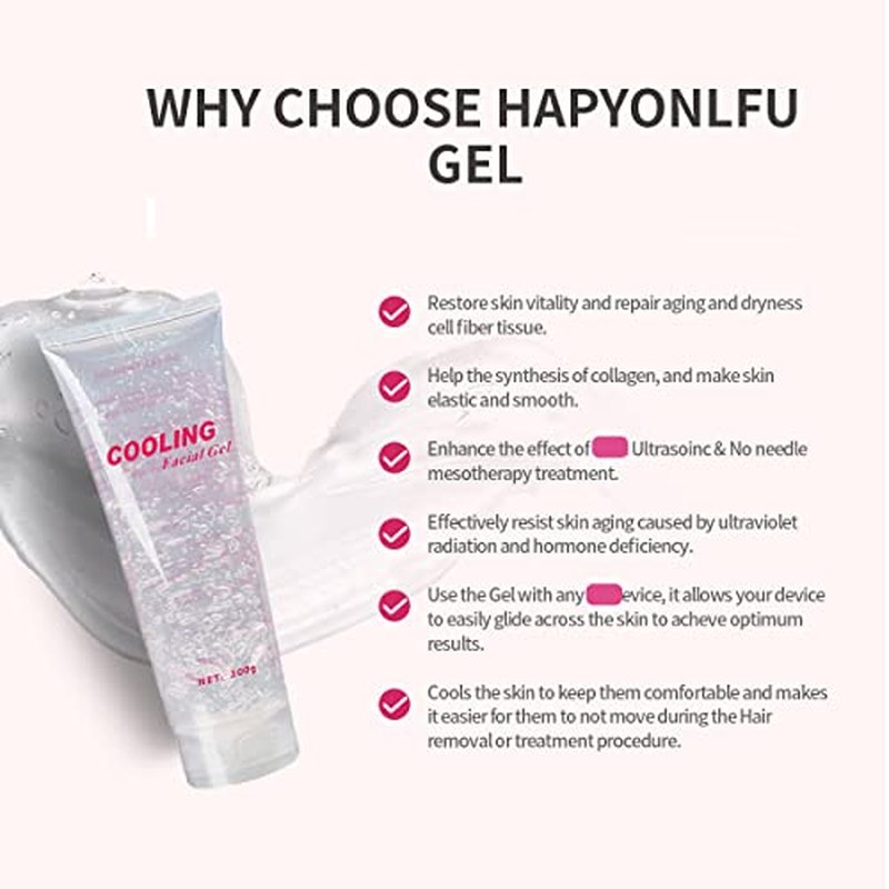 Cooling Gel for Women or Men Face Body Used with Laser Hair Deletion System and Machine Skin Lifting Tightening Device (10.58 Oz)