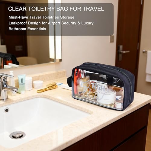 Rough Enough Clear Travel Toiletry Bag for Women Men Leakproof Cosmetic Makeup Organizer for Toiletries Makeup Skincare Essentials