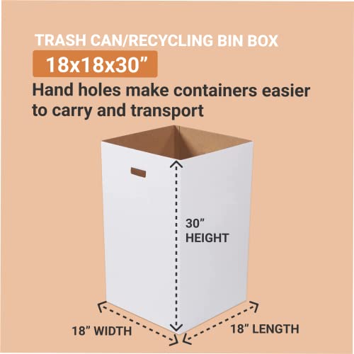 40 Gallon Cardboard Trash and Recycling Bins - 10 Pack, Heavy Duty, Disposable, Plain, USA Made