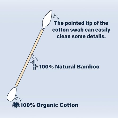 2400 Count Bamboo Cotton Swabs Pack of 4 Double-Tipped Ear & Makeup Applicators