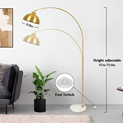 GoBright White 73-Inch Arc Floor Lamp with Adjustable Height & Marble Base