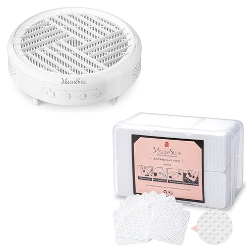 MelodySusie Nail Dust Collector & MelodySusie Lint Free Nail Wipes for Gel Nail Polish 1050Pcs Absorbent Soft Non-Woven Nail Tech Art Salon Supplies Dip Nail Remover Pads Alcohol Wipes for Nails