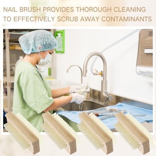 24 Pack Wooden Two-Sided Nail Brush for Deep Cleaning - Fingernails & Feet